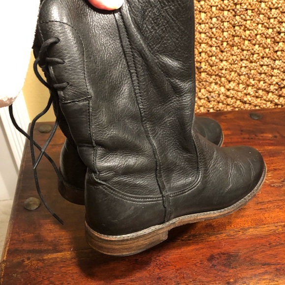Walk Over Vintage Shoe Womens Boots Leather Pull Mid Calf Western Moto 8.5 - Picture 4 of 11